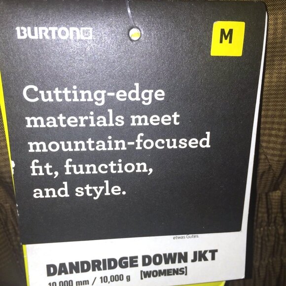 Burton Dandridge Down Jacket Women’s Medium DRYRIDE 550 Fill, Waterproof Brown - Picture 16 of 16